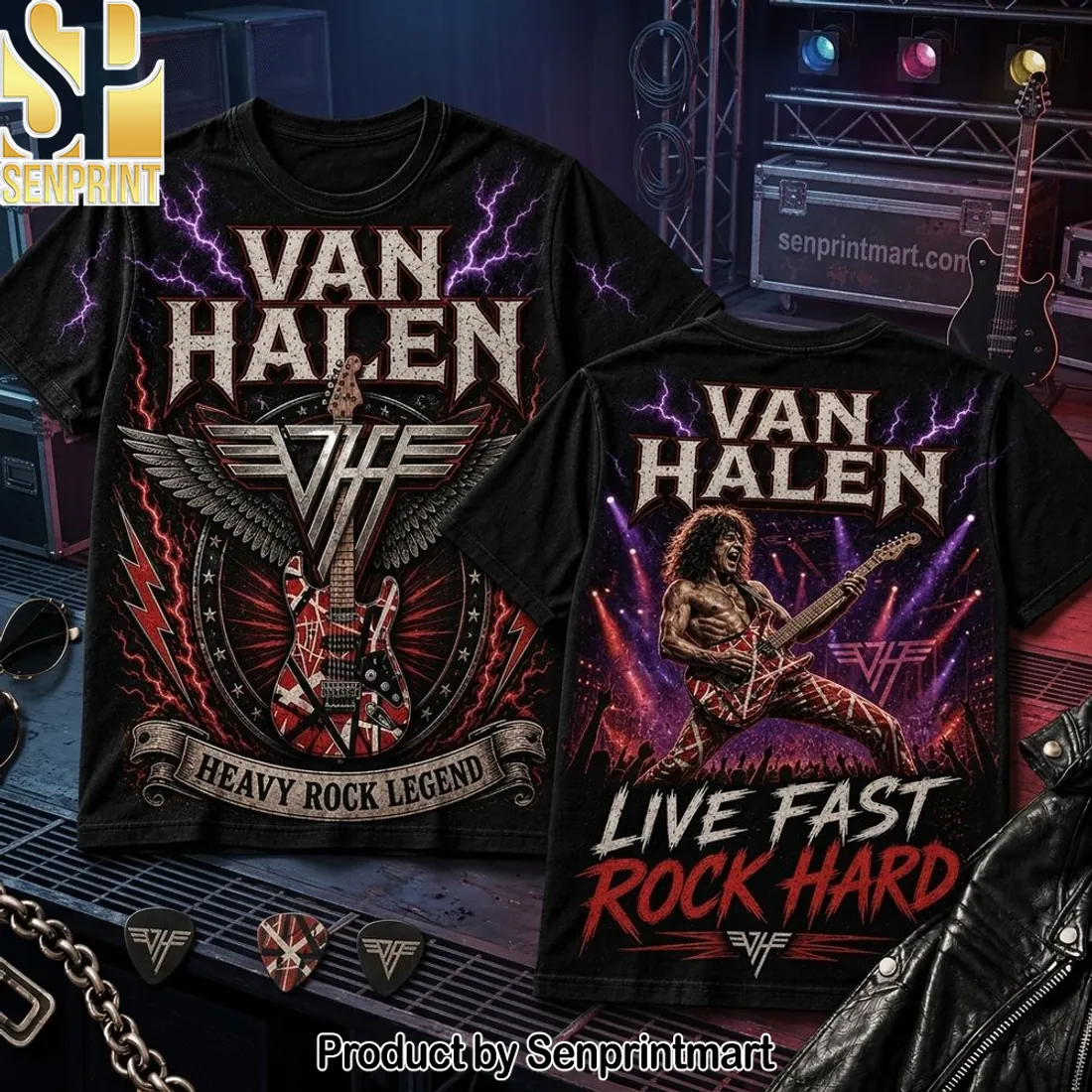 Van Halen Heavy Rock Legend Frankenstrat Guitar Graphic T-Shirt