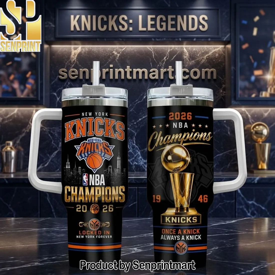 New York Knicks 2026 NBA Champions Commemorative Stainless Steel Travel Tumbler