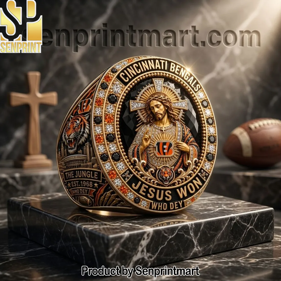 Cincinnati Bengals Jesus Won Who Dey Premium Championship Ring
