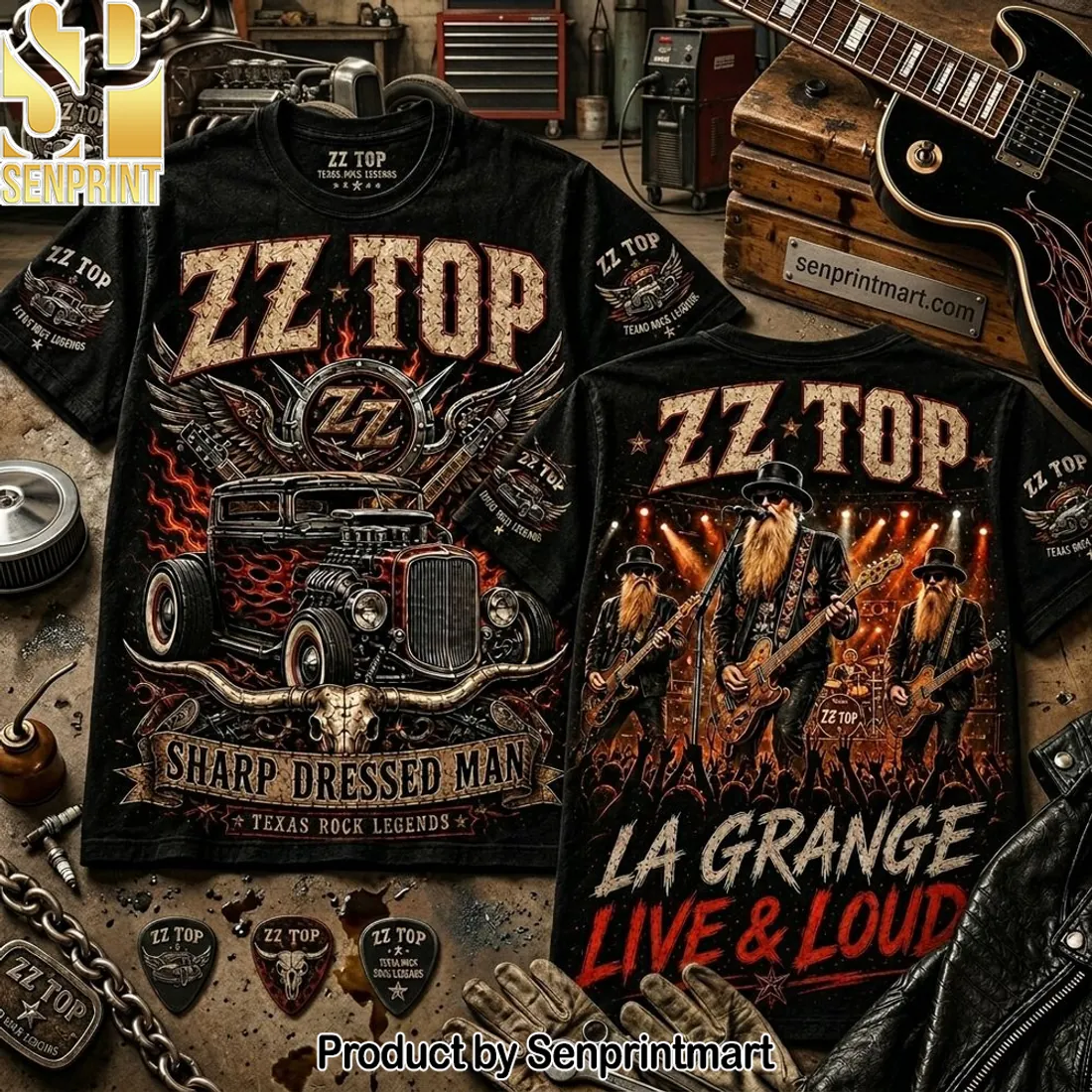 ZZ Top Sharp Dressed Man Texas Rock Legends Vintage 3D Graphic T-Shirt