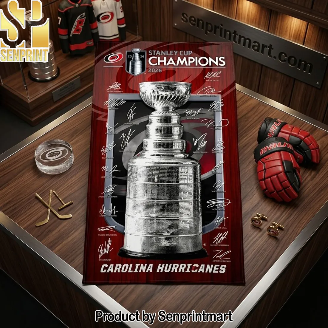 Carolina Hurricanes 2026 Stanley Cup Champions Commemorative Signature Beach Towel