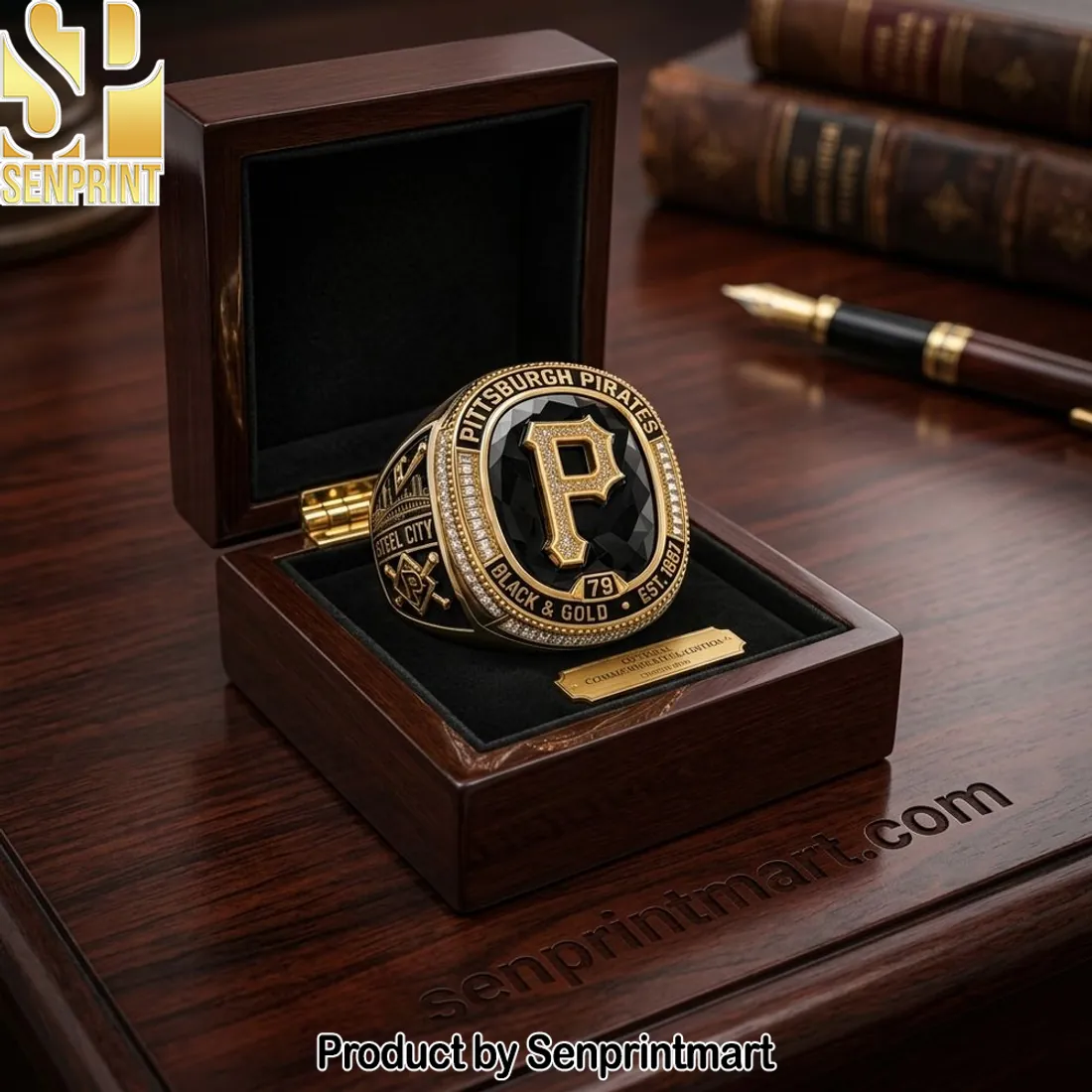 Pittsburgh Pirates Black and Gold Est 1887 Commemorative Championship Ring