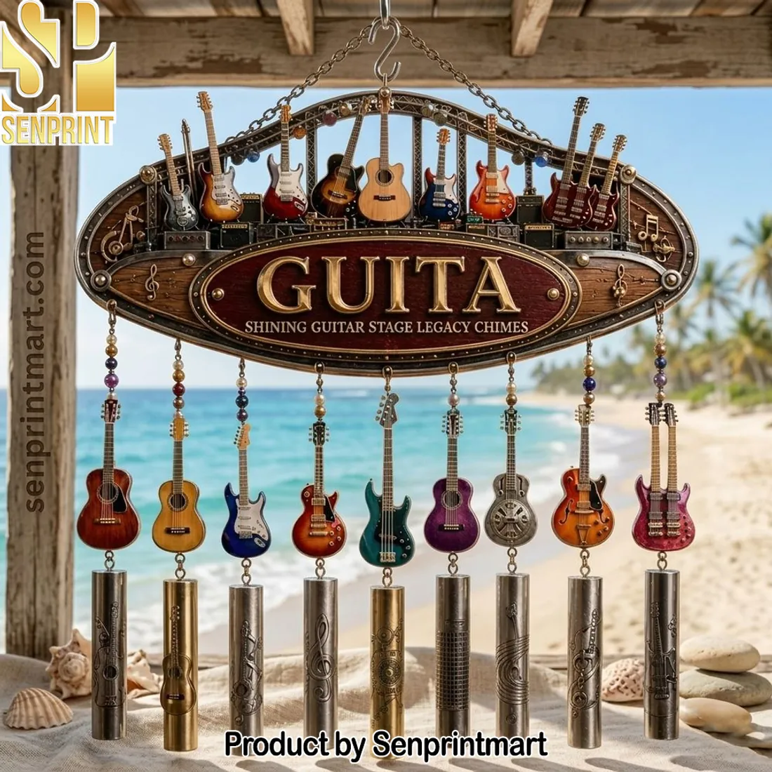 Shining Guitar Stage Legacy Miniature Instrument Outdoor Wind Chime