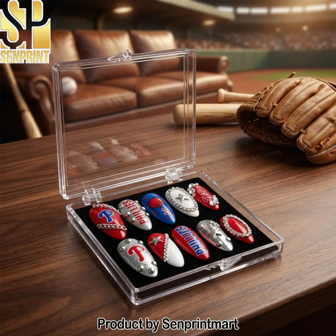 Philadelphia Phillies Custom 3D Luxury Reusable Press On Nails