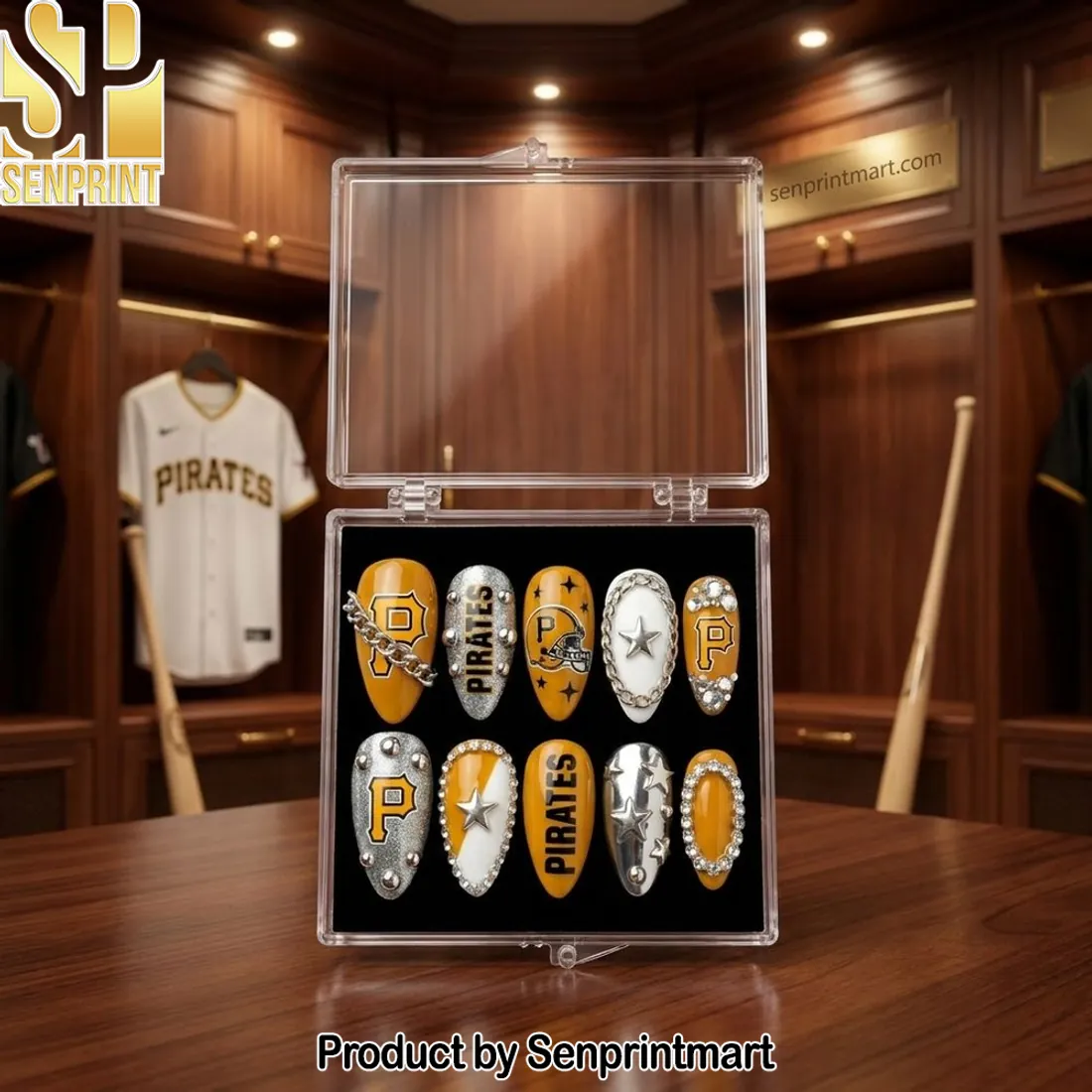Pittsburgh Pirates Game Day Bling Custom 3D Press On Nails