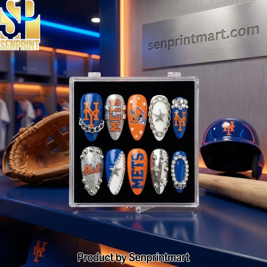 New York Mets Luxury 3D Handmade Press On Nails