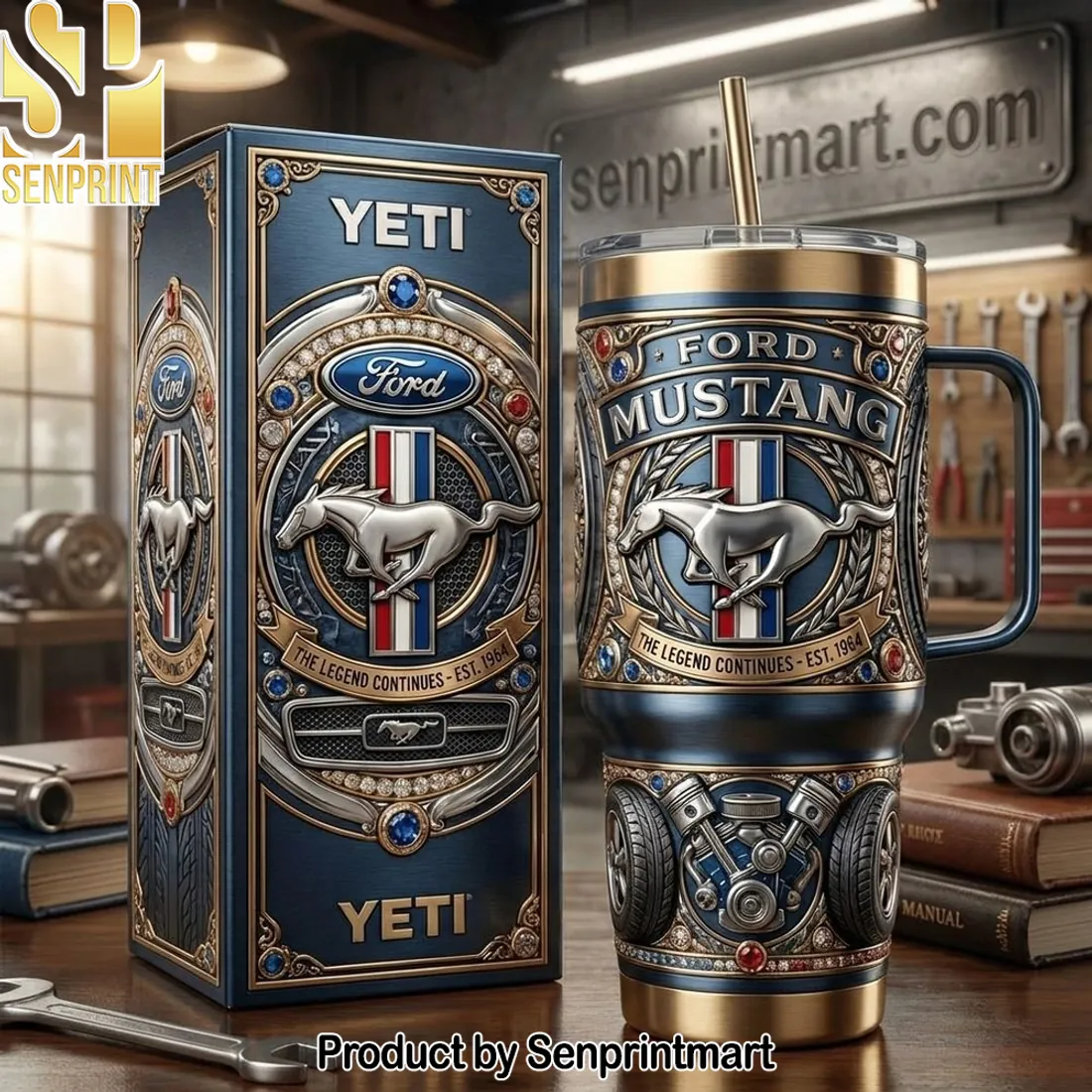 Ford Mustang The Legend Continues Est 1964 Luxury 40oz Tumbler with Handle