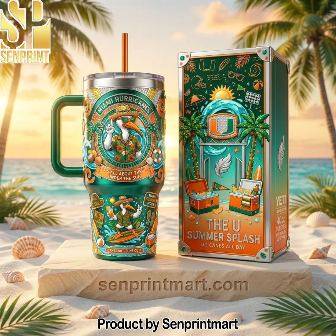 Miami Hurricanes The U Summer Splash 40oz Tumbler with Handle