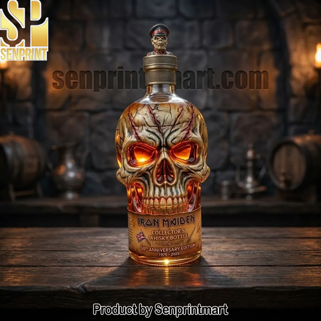 Iron Maiden 50th Anniversary 1975-2025 Skull Collector’s Whisky Bottle