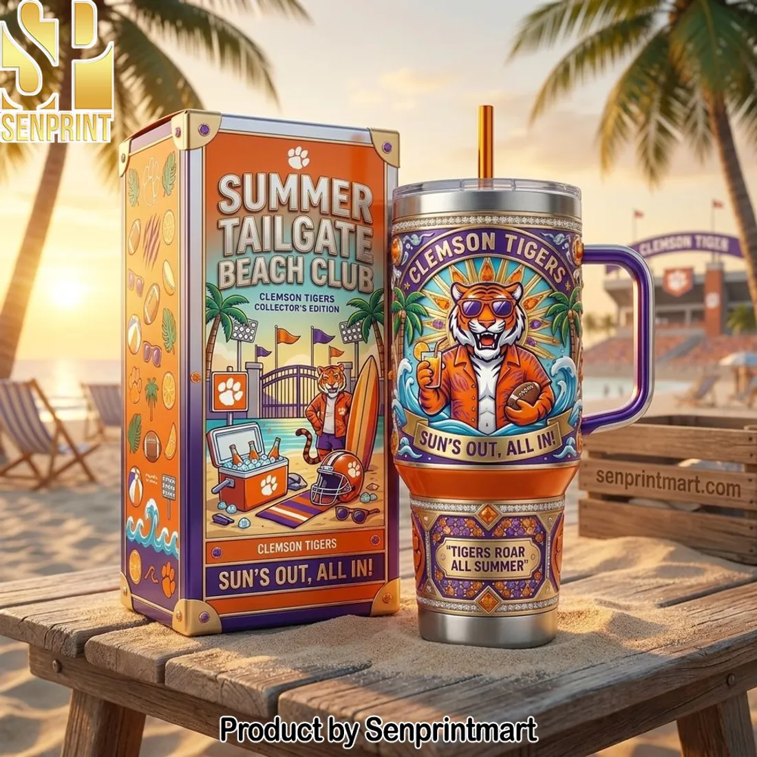 Clemson Tigers Summer Tailgate Beach Club Collector Edition 40oz Tumbler With Handle