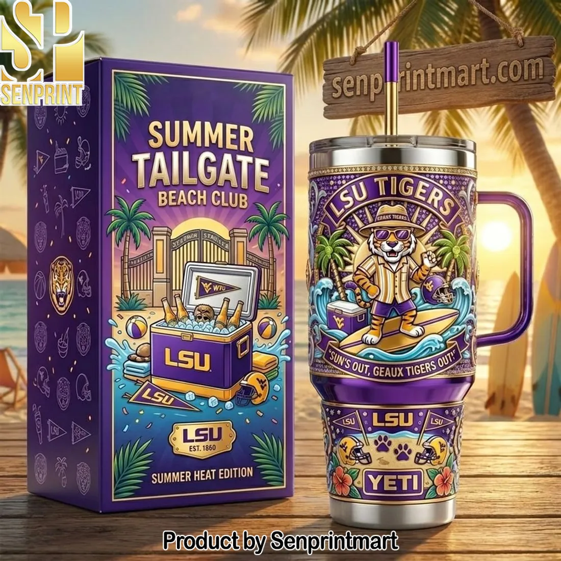LSU Tigers Summer Tailgate Beach Club 40oz Tumbler with Handle