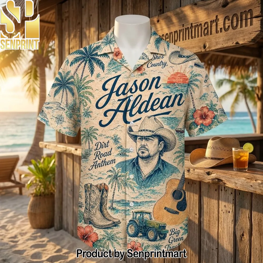 Jason Aldean Dirt Road Anthem Vintage Country Music Hawaiian Shirt