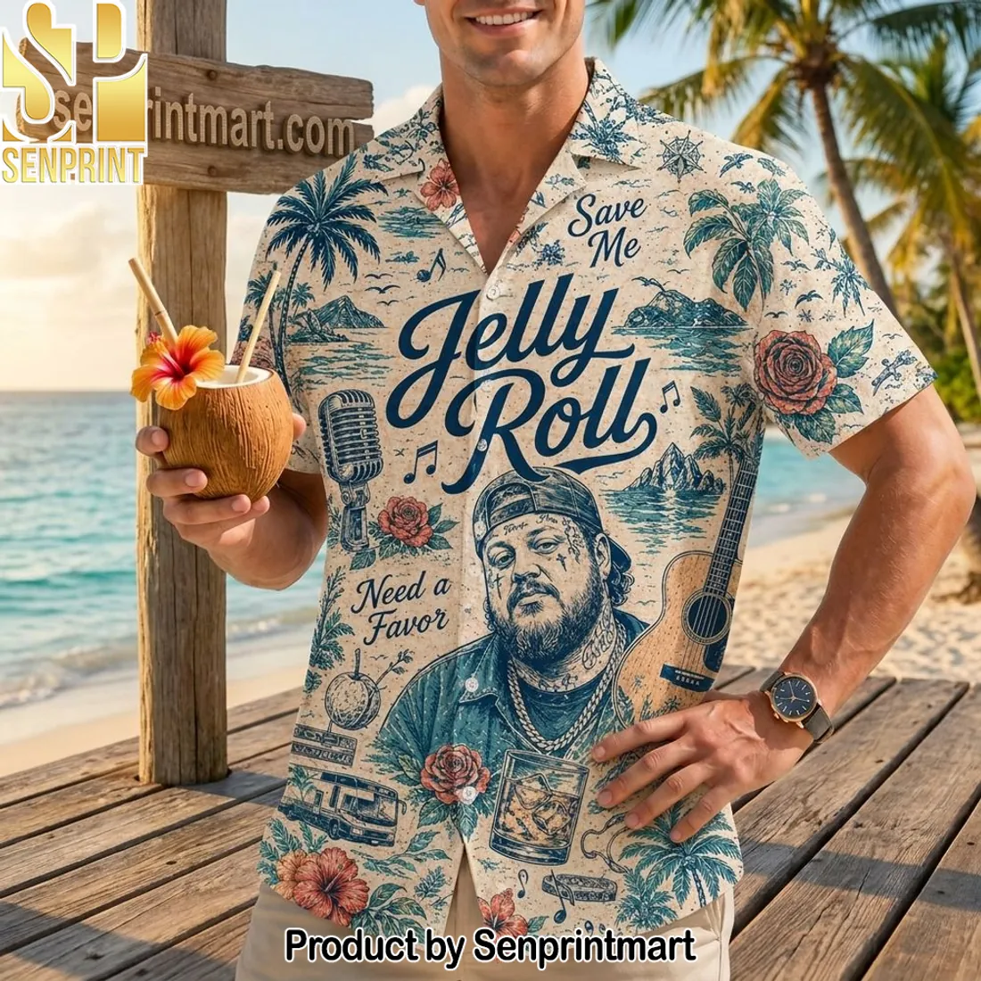 Jelly Roll Save Me Need A Favor Country Music Hawaiian Shirt