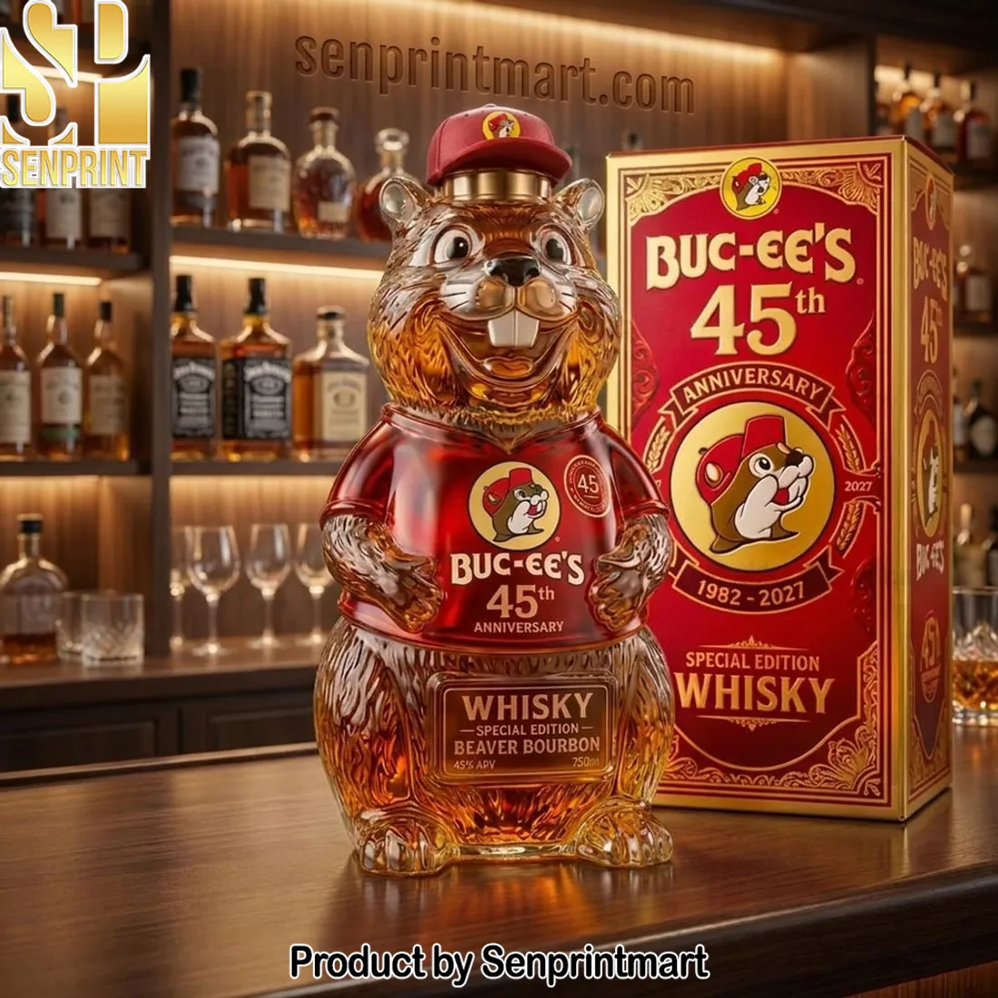 Buc-ee’s 45th Anniversary Beaver Bourbon Special Edition Whiskey Bottle
