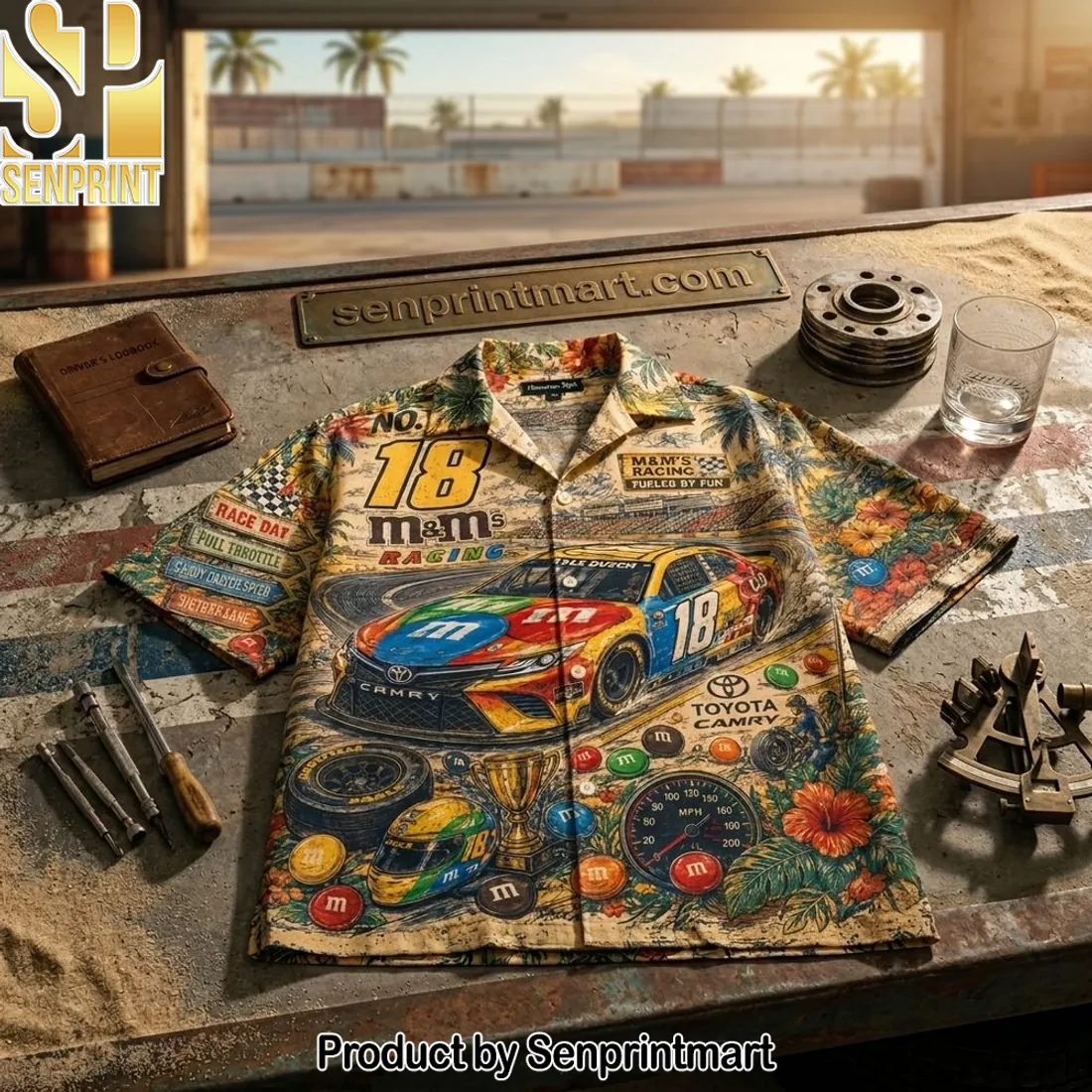 M&Ms Racing No 18 Vintage Toyota Camry Summer Hawaiian Shirt