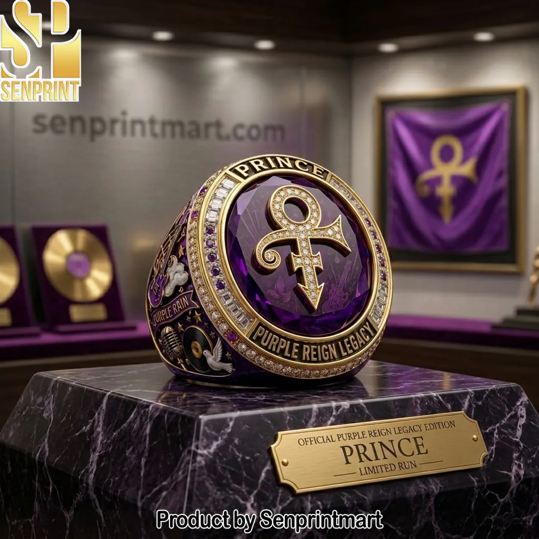 Prince Purple Reign Legacy Commemorative Gold Tribute Ring