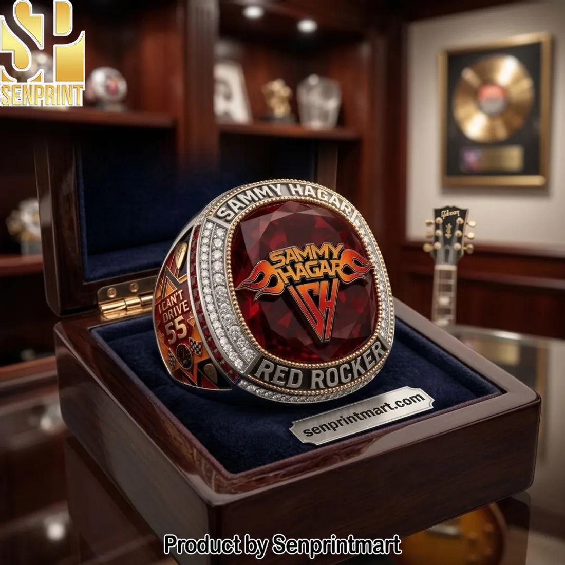 Sammy Hagar Red Rocker Commemorative Crystal Memorabilia Ring