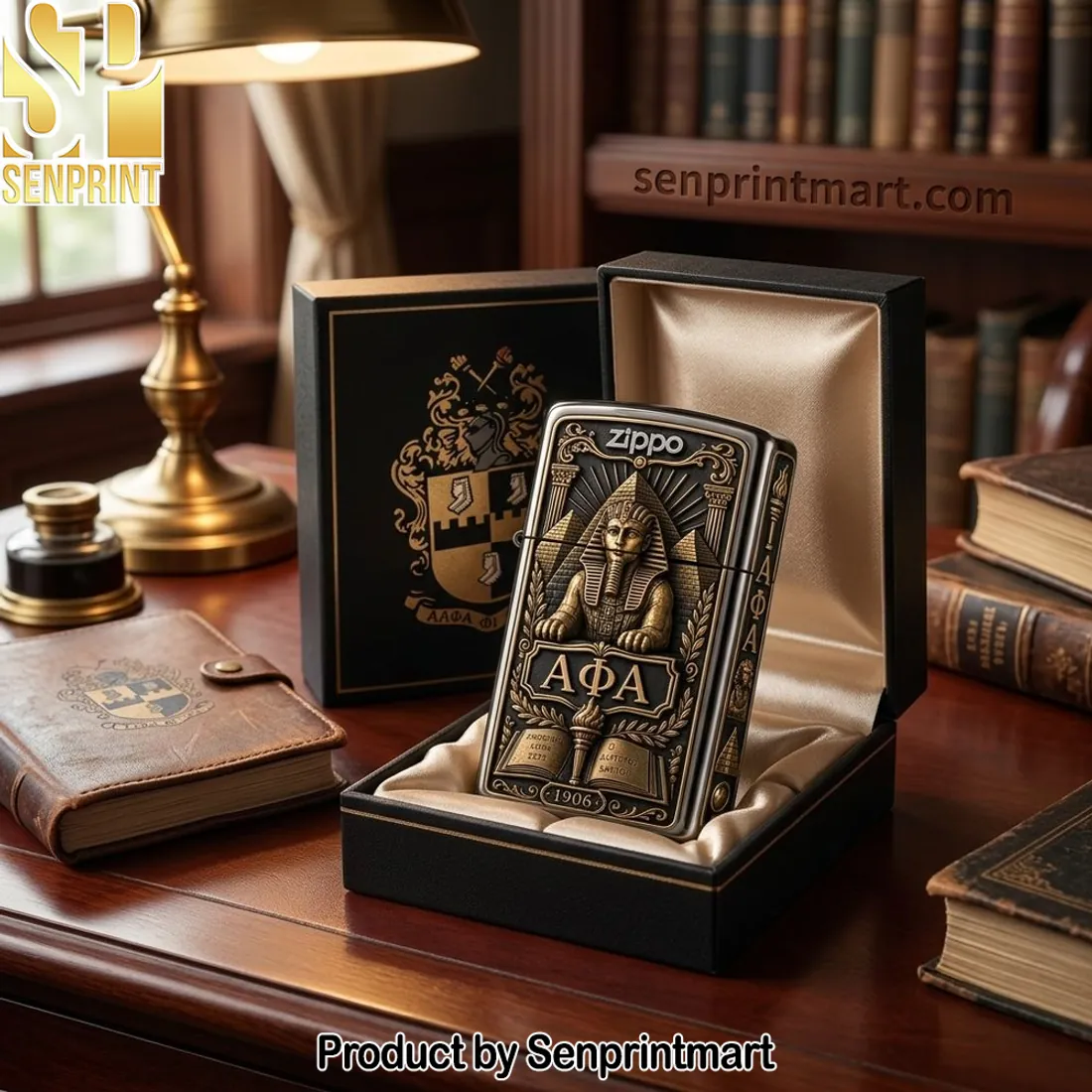 Alpha Phi Alpha 1906 Sphinx Commemorative 3D Bronze Zippo Lighter
