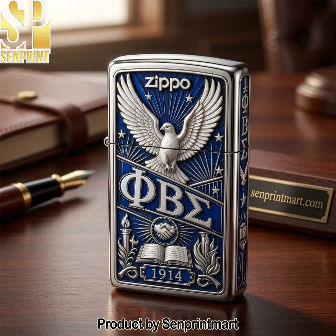 Phi Beta Sigma 1914 Commemorative Royal Blue 3D Embossed Zippo Lighter