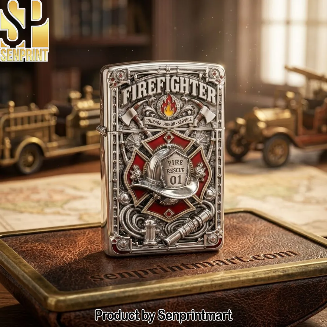 Firefighter Courage Honor Service 3D Maltese Cross Windproof Zippo Lighter