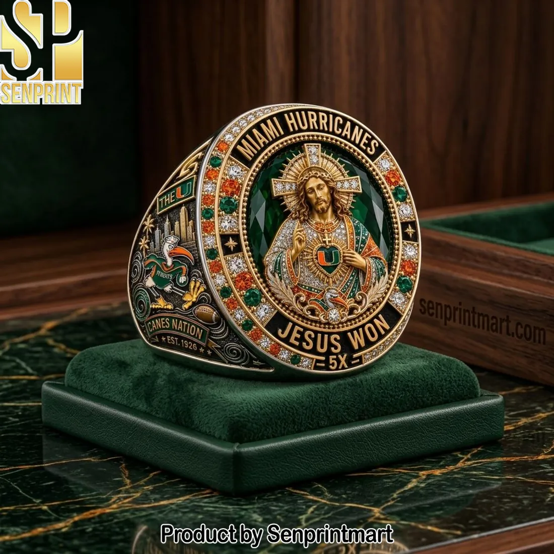Miami Hurricanes Jesus Won Commemorative Gold Plated Fan Ring