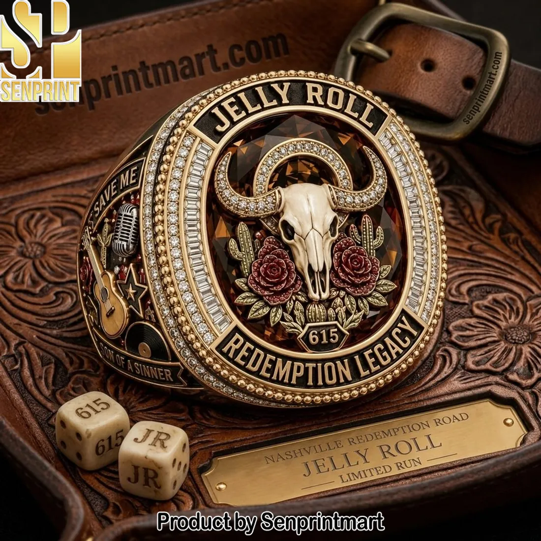 Jelly Roll Redemption Legacy Commemorative Bull Skull Ring
