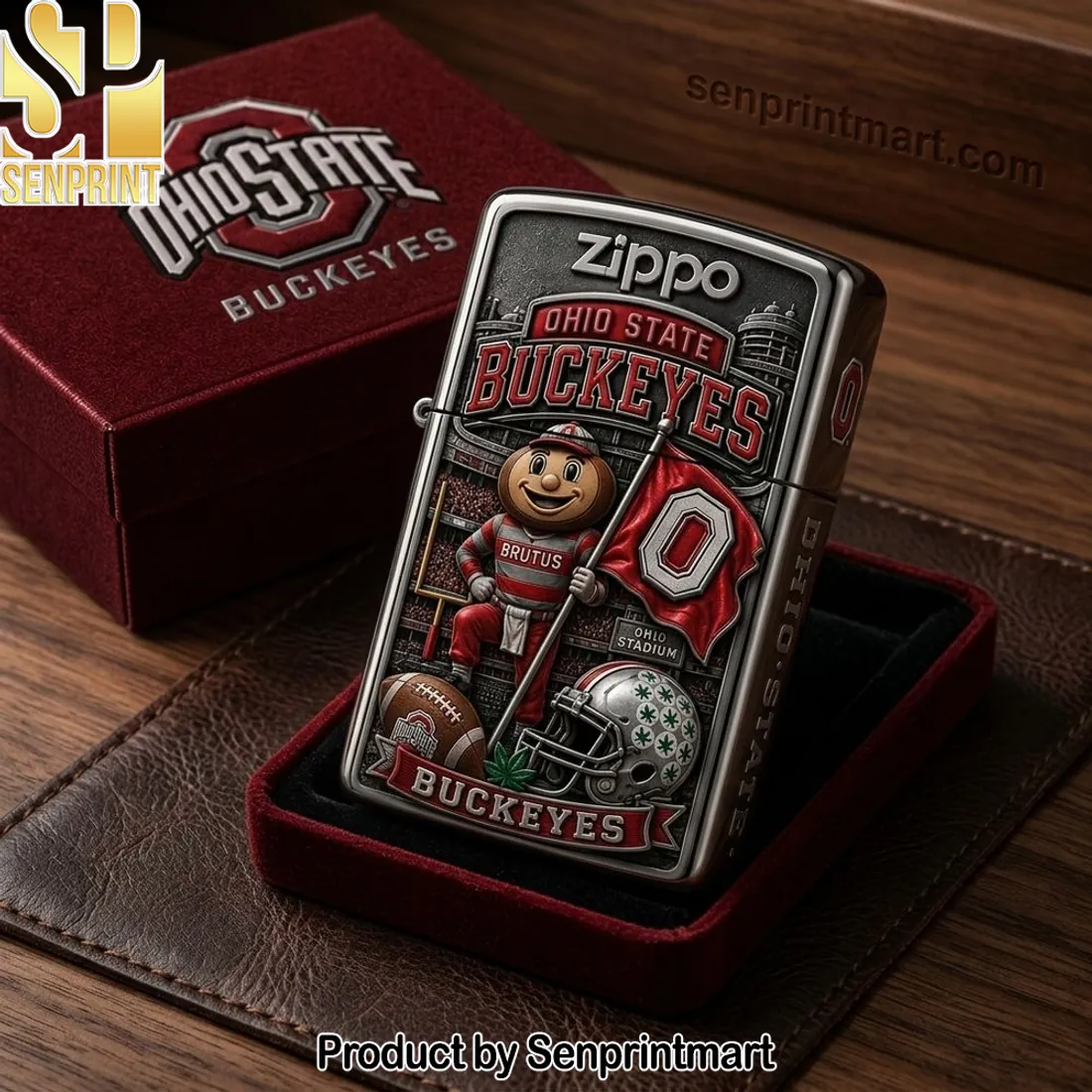 Ohio State Buckeyes Brutus Mascot Premium 3D Embossed Zippo Lighter