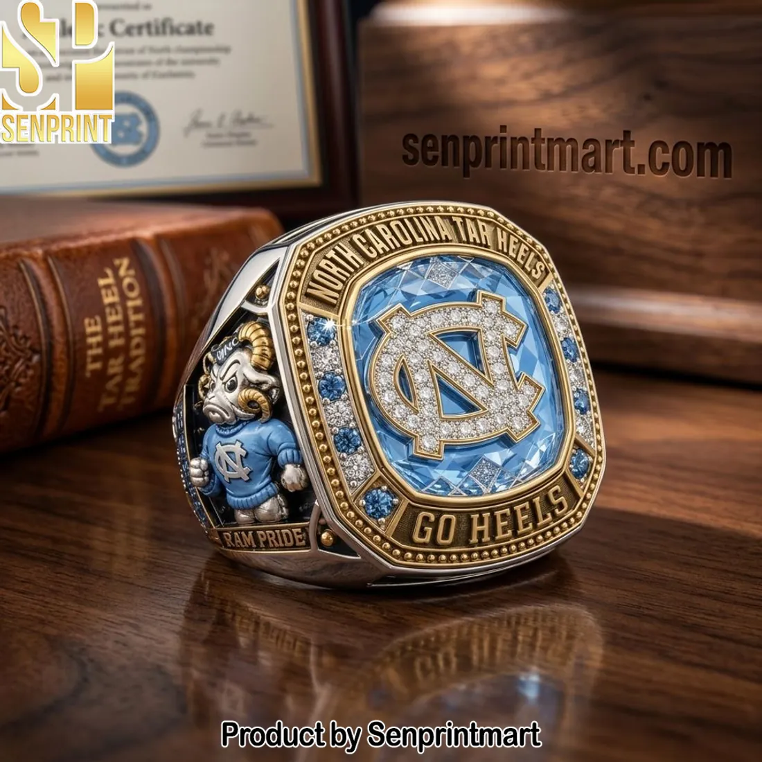 North Carolina Tar Heels Go Heels Premium Commemorative Ring
