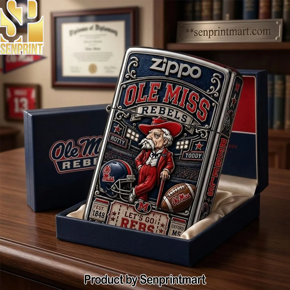 Ole Miss Rebels Colonel Reb Premium 3D Embossed Zippo Lighter