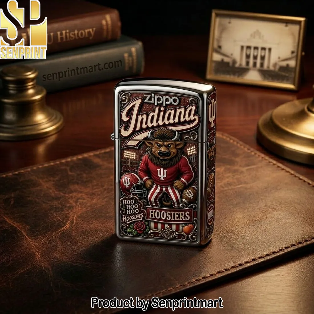 Indiana Hoosiers IU Retro Mascot Premium Chrome Zippo Lighter