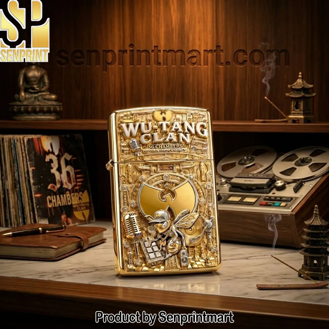 Wu-Tang Clan 36 Chambers Gold 3D Embossed Collectible Lighter