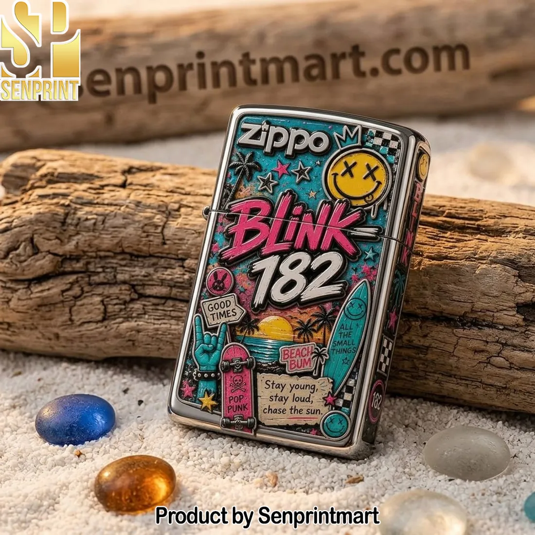 Blink 182 Pop Punk Beach Bum 3D Embossed Windproof Zippo Lighter
