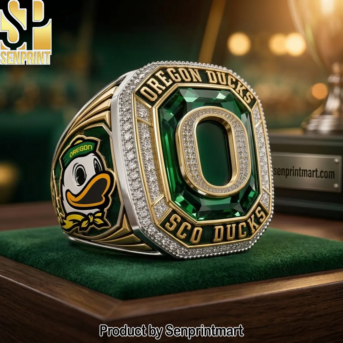 Oregon Ducks Sco Ducks Premium Green Crystal Championship Ring