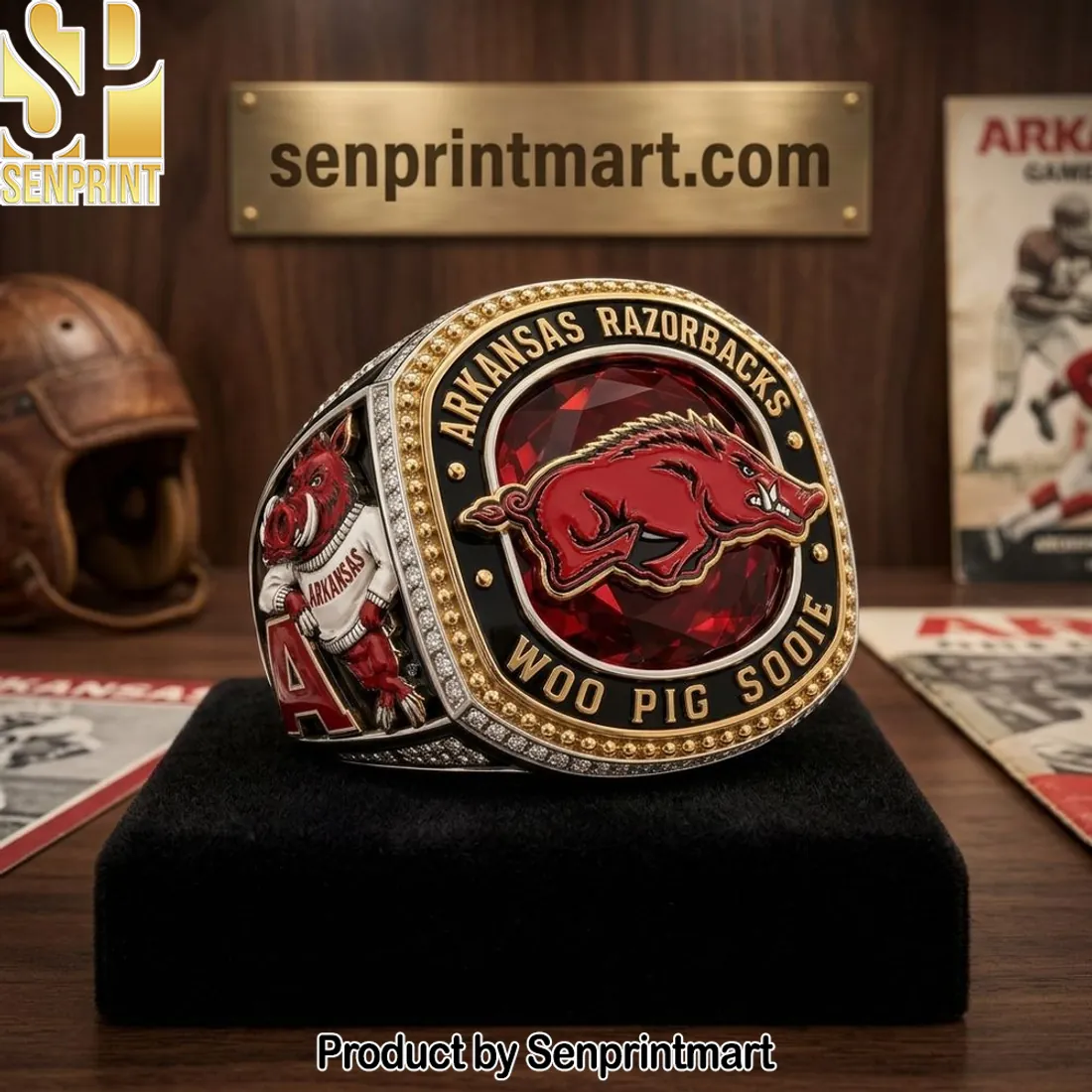 Arkansas Razorbacks Woo Pig Sooie Premium Commemorative Fan Ring