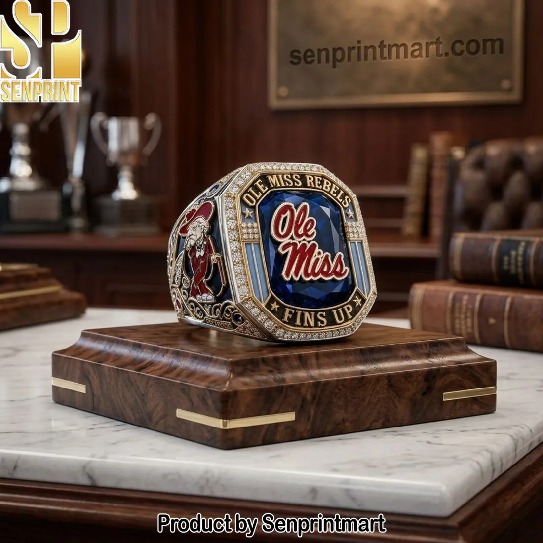Ole Miss Rebels Fins Up Premium Commemorative Championship Ring