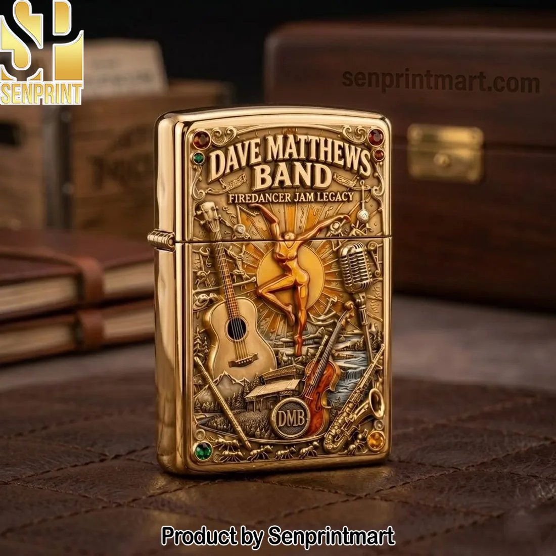 Dave Matthews Band Firedancer Jam Legacy Gold Embossed Zippo Lighter