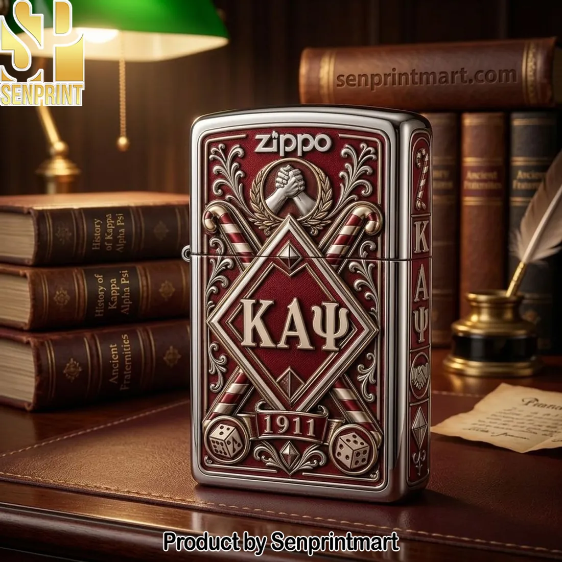 Kappa Alpha Psi 1911 Crimson and Cream Premium Embossed Fraternity Zippo Lighter