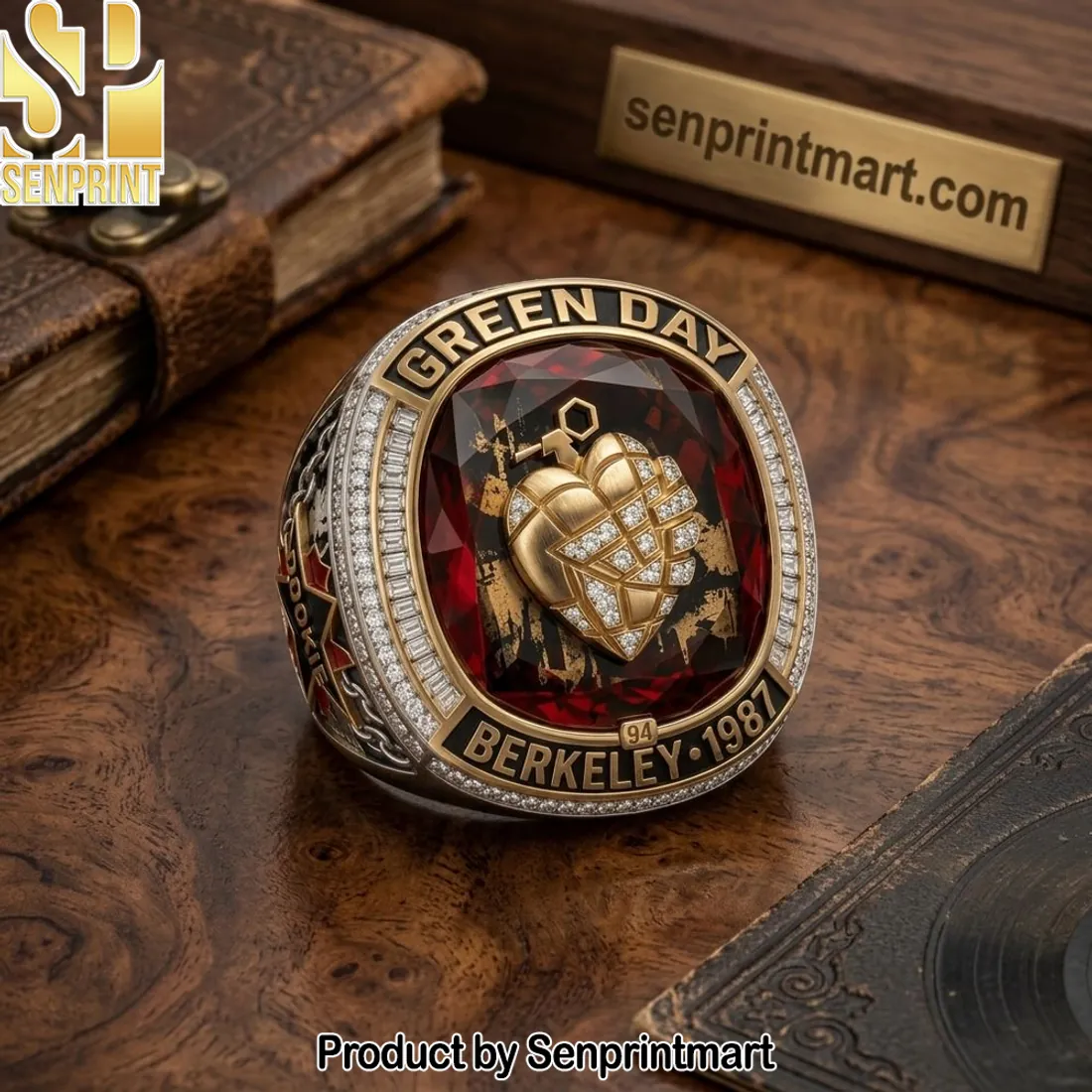 Green Day Berkeley 1987 Commemorative Heart Grenade Ring