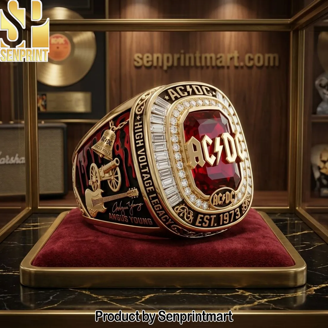 AC/DC High Voltage Legacy Est 1973 Commemorative Gold Championship Ring