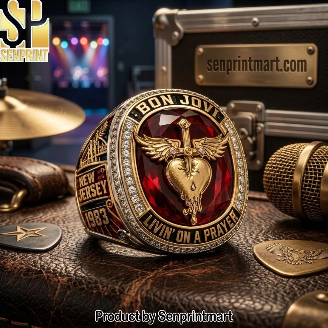 Bon Jovi Livin’ On A Prayer New Jersey 1983 Commemorative Ring
