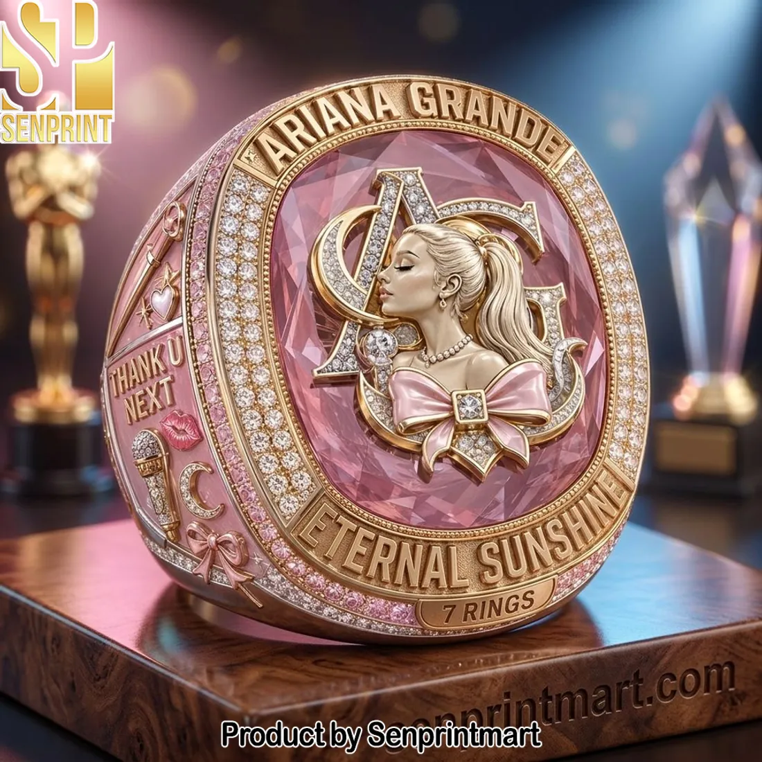 Ariana Grande Eternal Sunshine Commemorative Pink Crystal Ring