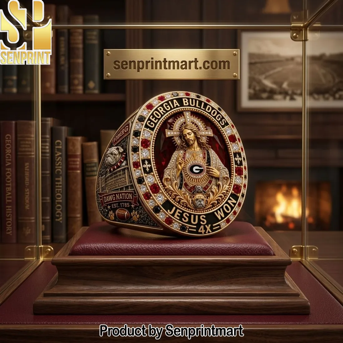 Georgia Bulldogs Jesus Won Commemorative Championship Ring