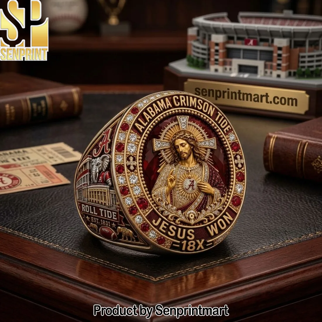 Alabama Crimson Tide Jesus Won 18X National Championship Ring