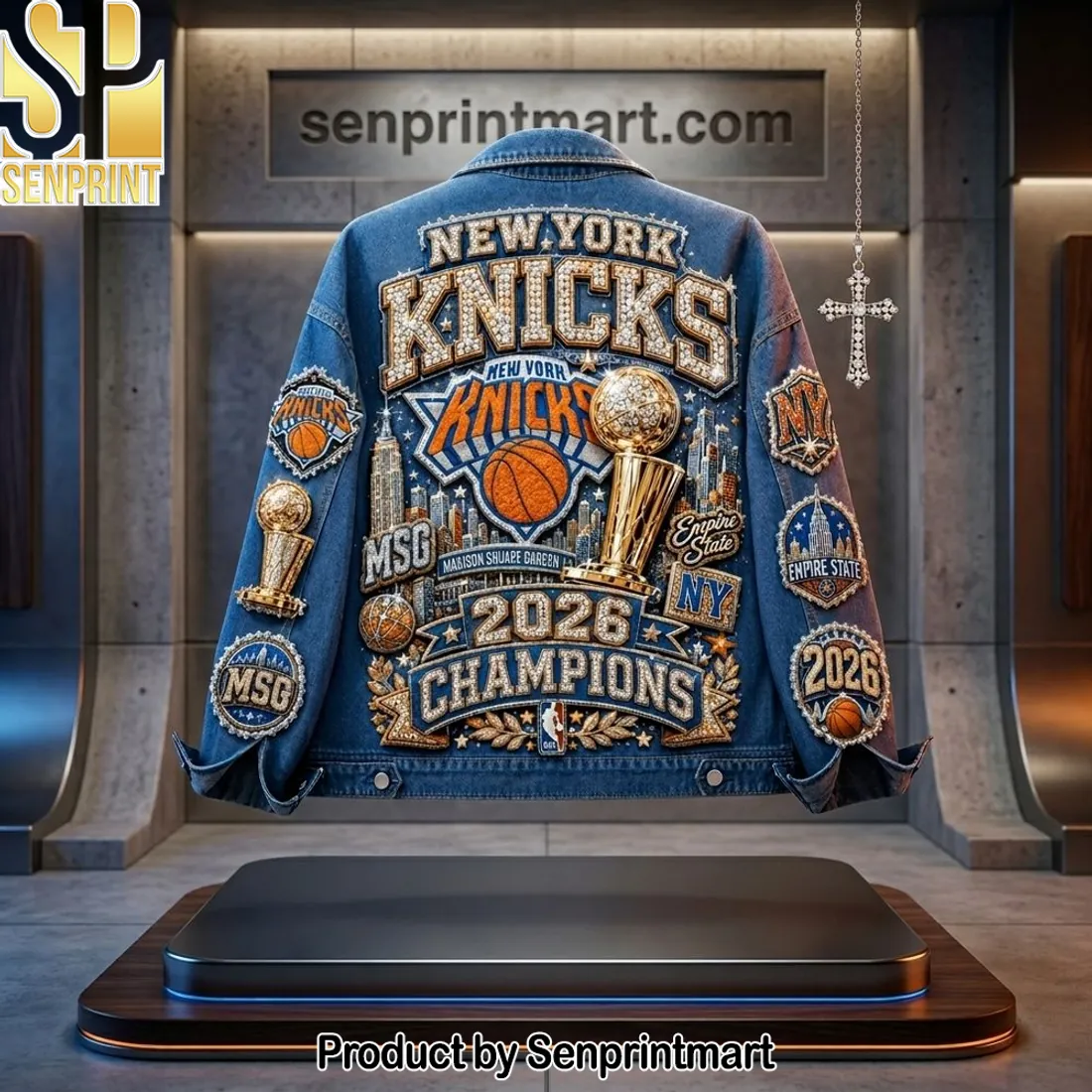 New York Knicks 2026 Champions Premium Embellished Denim Jacket