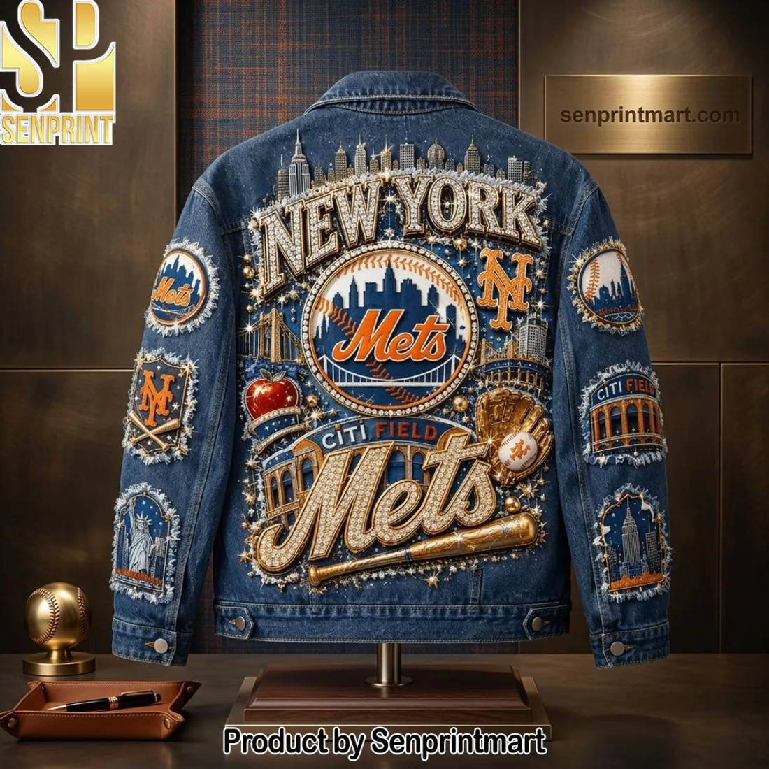 New York Mets Citi Field Premium Embellished Denim Jacket