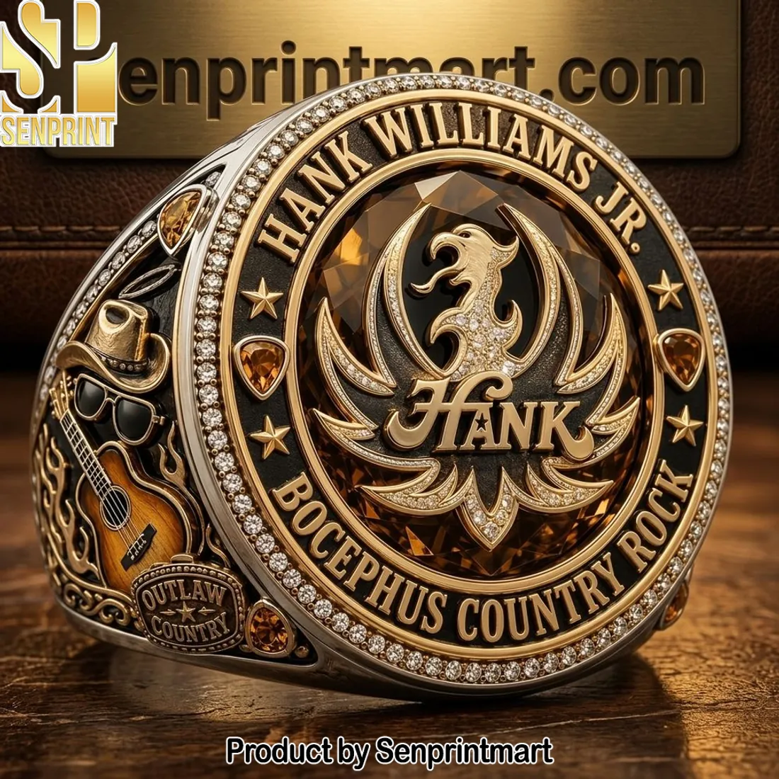 Hank Williams Jr Bocephus Country Rock Commemorative Ring