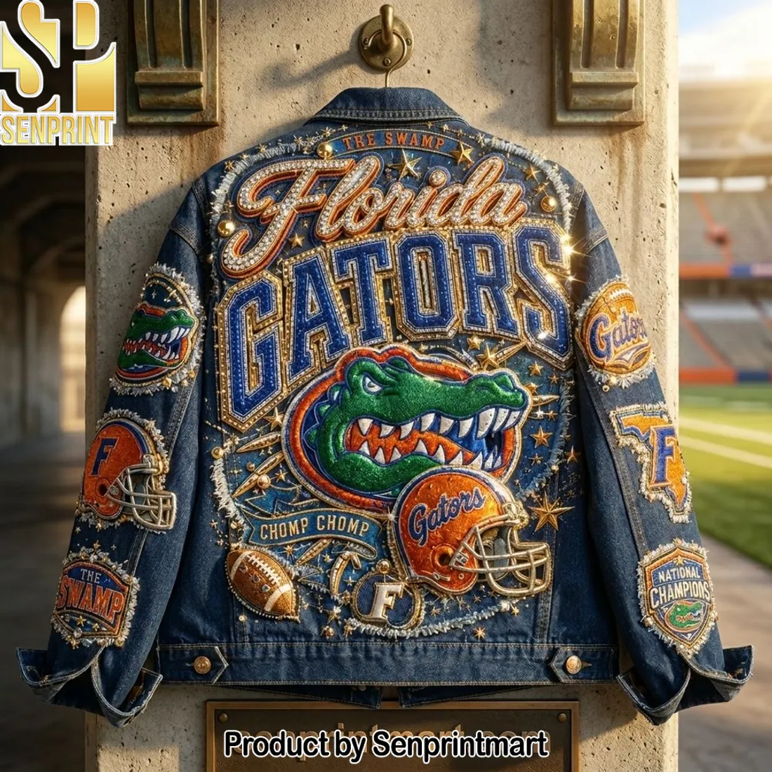 Florida Gators The Swamp Custom Embellished Denim Jacket