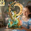 Personalized Enchanted Pixie Fairy Crystal Crescent Moon Harp Custom Name Tabletop Acrylic Plaque