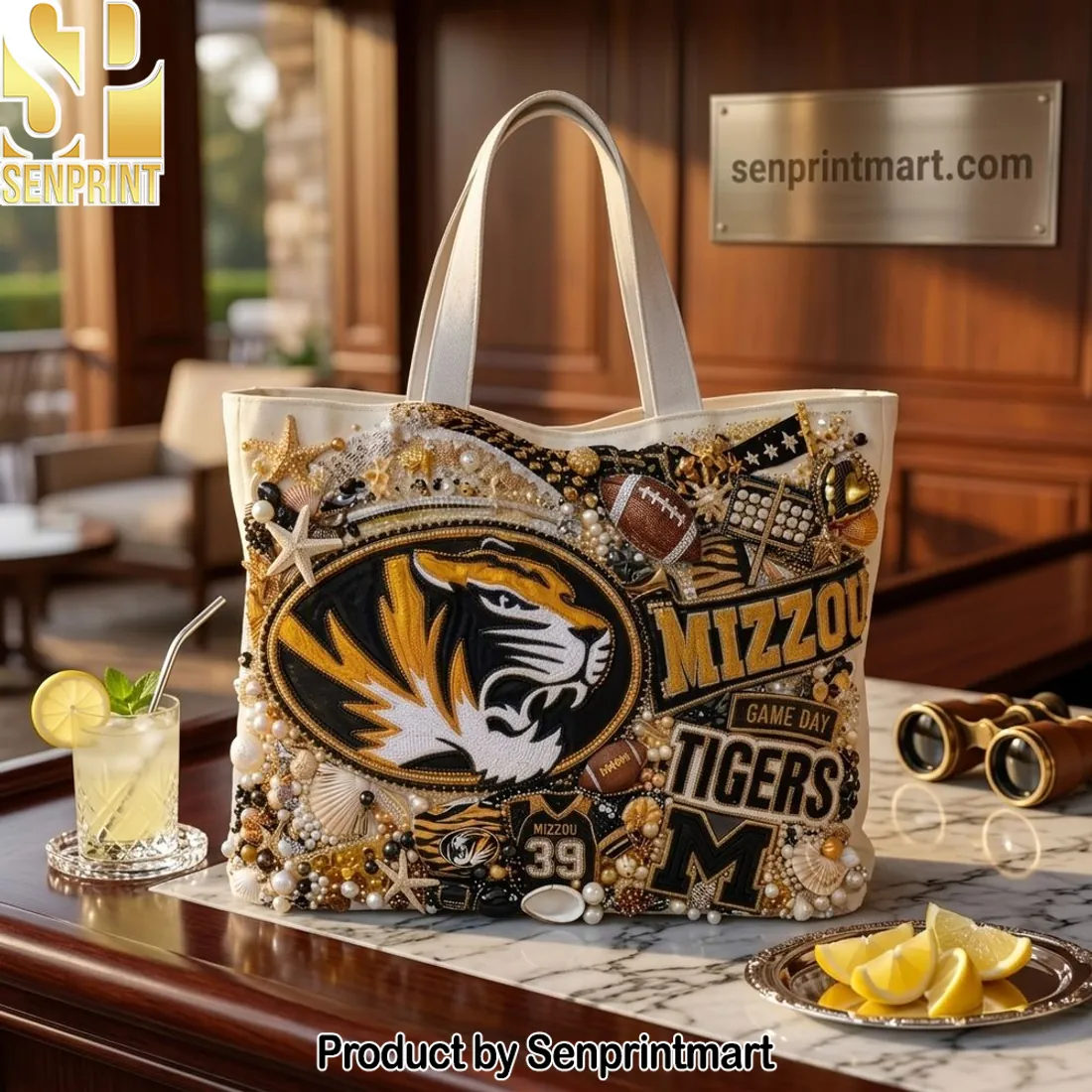 Mizzou Tigers Game Day Embellished Tote Bag
