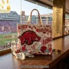 Duke Blue Devils Embellished Pearl Rhinestone Fan Tote Bag Duke Blue Devils Embellished Pearl Rhinestone Fan Tote Bag